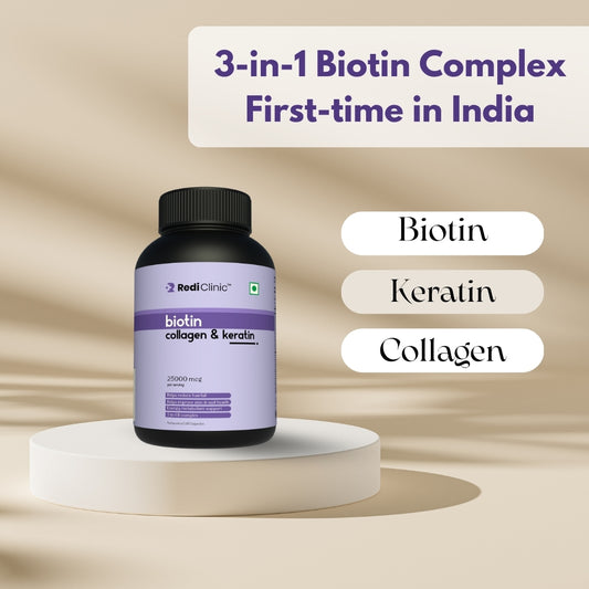 RediClinic Biotin Supplement: Nourish Your Hair, Skin, and Nails with Organic Extracts| 2500mcg| 60 Capsules