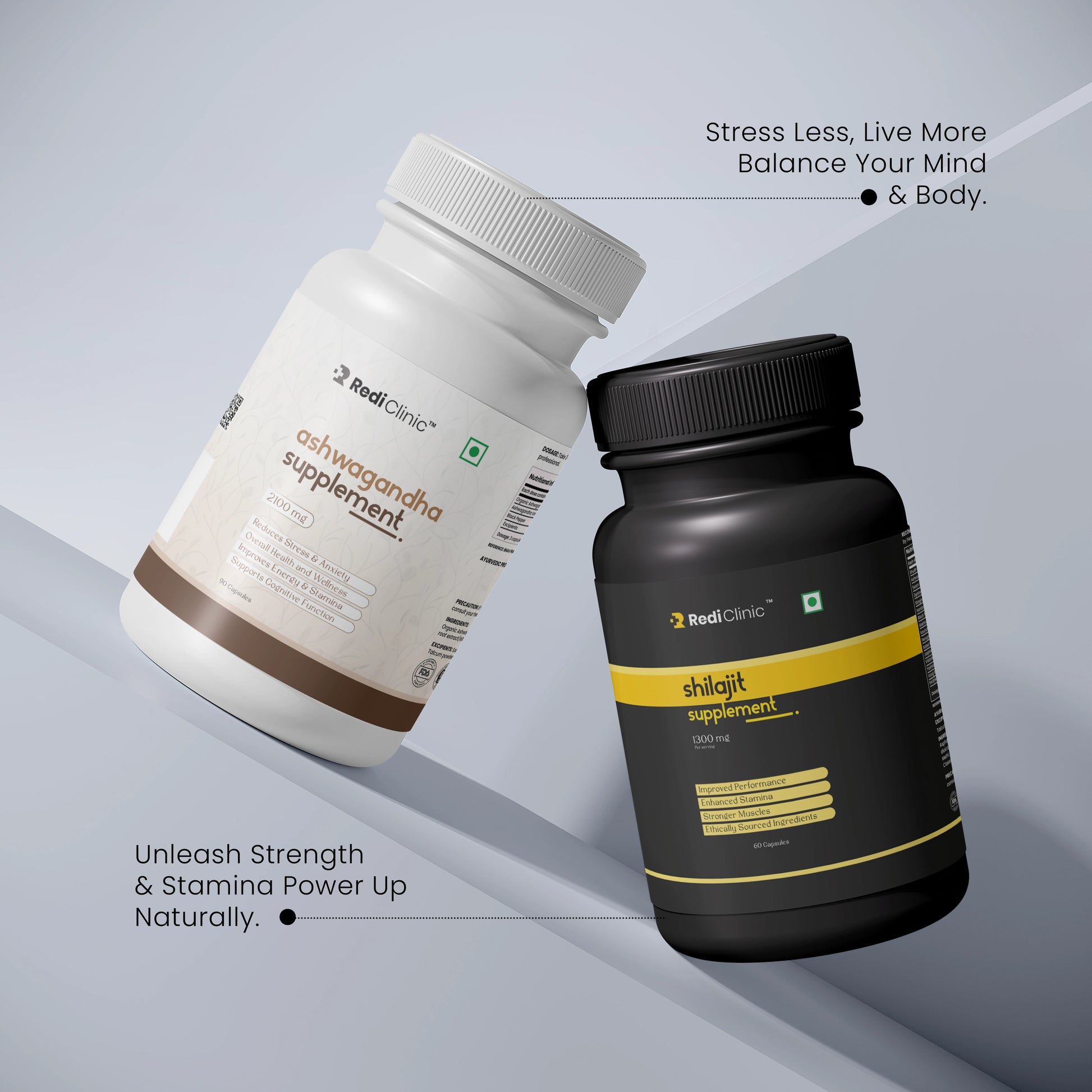 RediClinic AshwaShila | Combo Of Ashwagandha (2100mg) And Shudh Shilajit (1300mg)