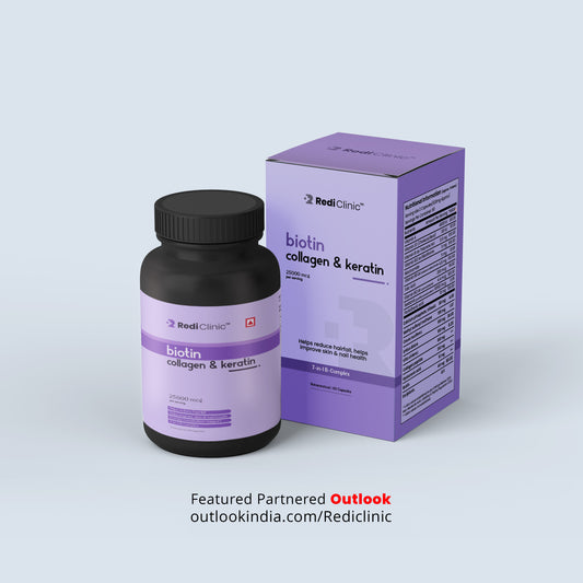 RediClinic Biotin Supplement: Nourish Your Hair, Skin, and Nails with Organic Extracts| 25000mcg| 60 Capsules