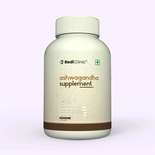 RediClinic Ashwagandha Supplement: Organic Extract with Black Pepper | 2100mg | 90 Capsules